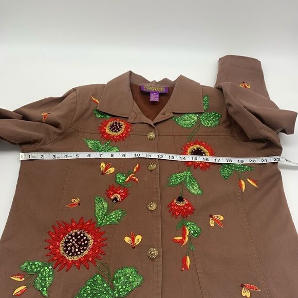 Tapestry Patch Red Flower & Bees Light Jacket Size M - Picture 7 of 12